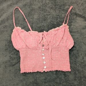 Pink Floral Smocked Women's Top